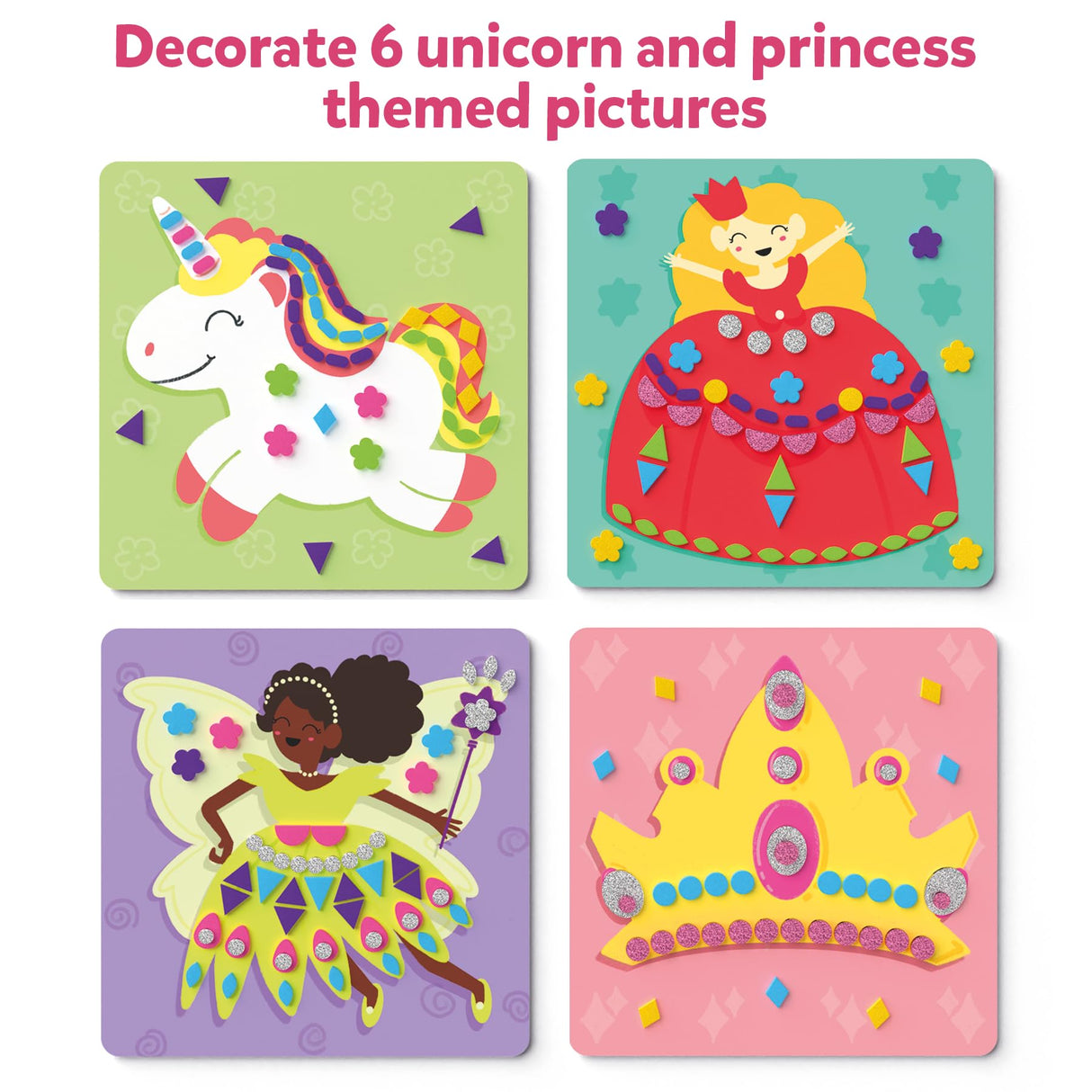 Skillmatics Foam Sticker Art Activity - Unicorns & Princesses, Mess-Free Fun for Kids, 800+ 3D Foam Stickers, DIY Felt Craft Kits, Gifts for Girls & Boys Ages 3, 4, 5, 6, 7 Skillmatics