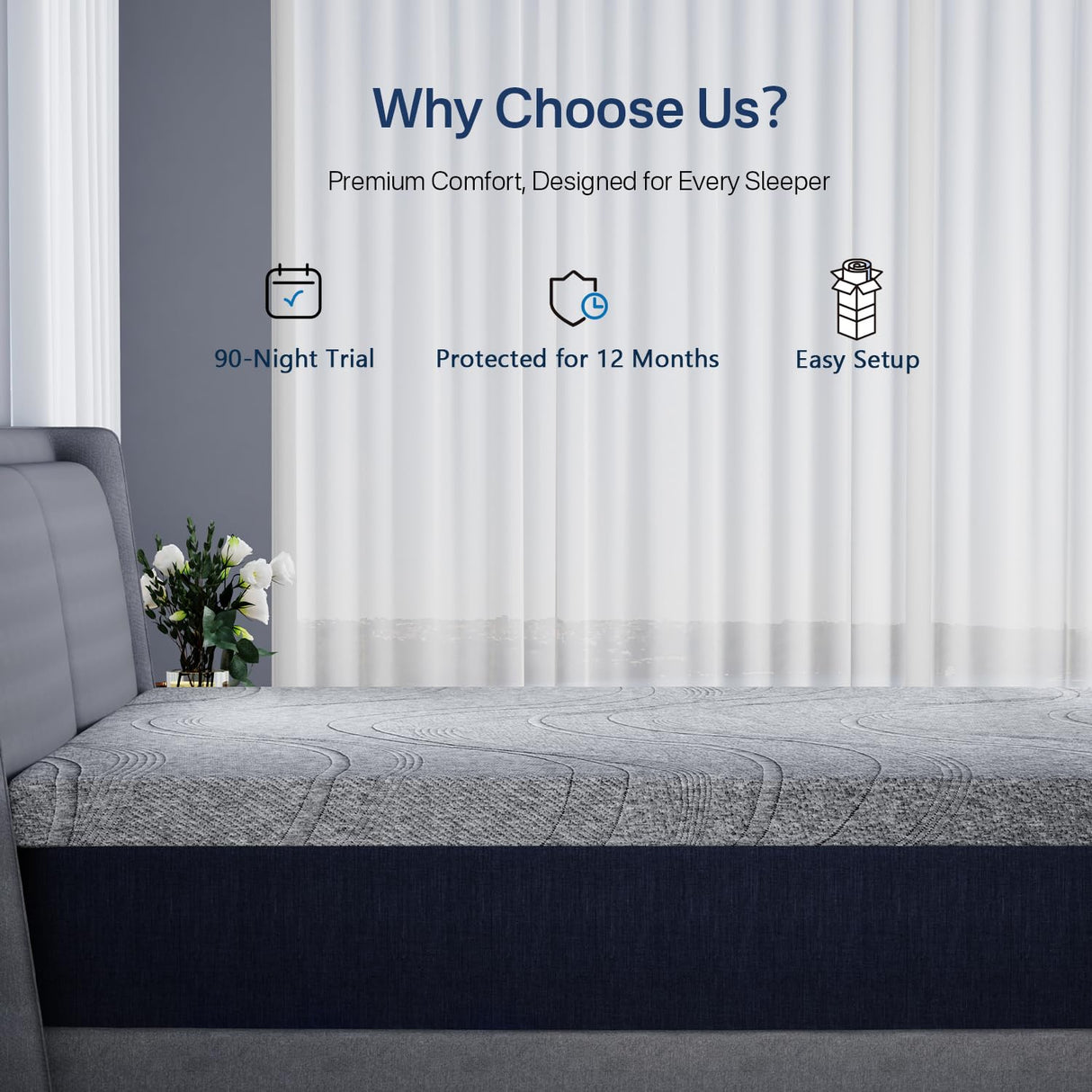 Fancylion Full Memory Foam Mattress Topper Firm, 3 Inch Extra Firm Mattress Topper for Back Pain Relief, Copper Infused Cooling Bed Topper with Washable Cover & Non-Slip Base, CertiPUR-US Certified Fancylion