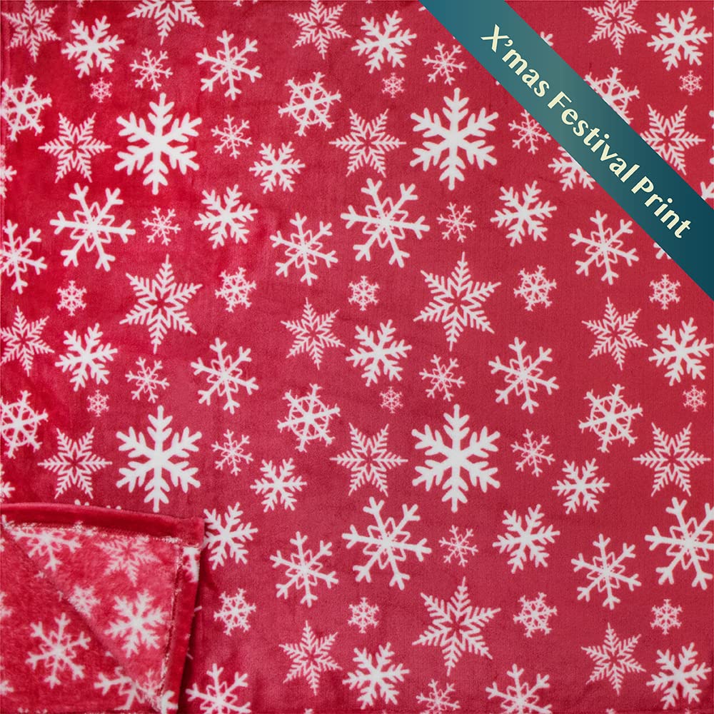 PAVILIA Christmas Throw Blanket | Red Snowflake Christmas Fleece Blanket | Soft, Plush, Warm Winter Cabin Throw, 50x60 (Red/White Snowflake) PAVILIA