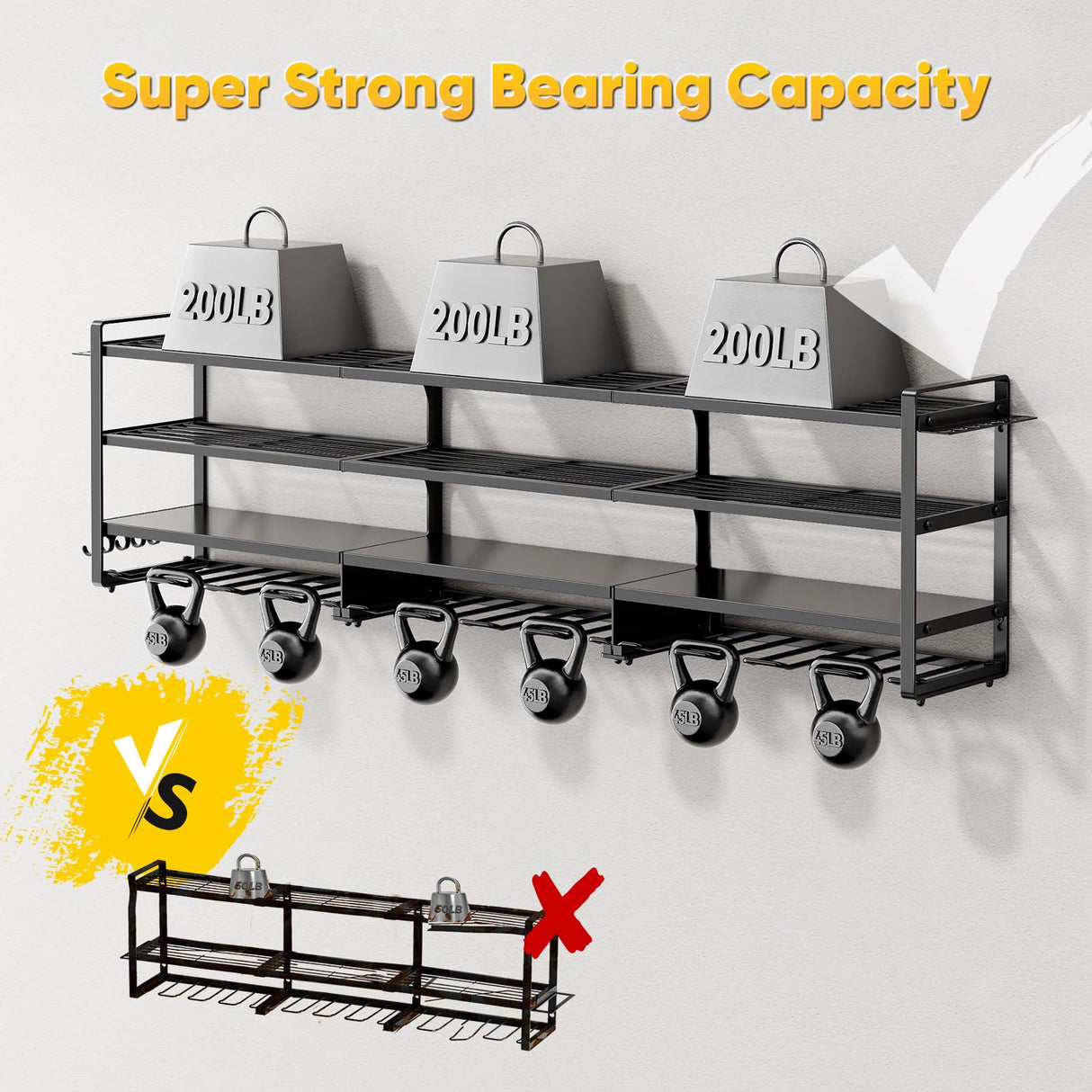 POKIPO Large Power Tool Organizer Wall Mount, Heavy Duty 4 Tier 12 Drill Holder, Garage Tool Organizer and Storage, Suitable Tool Rack for Workshop, Workbench POKIPO