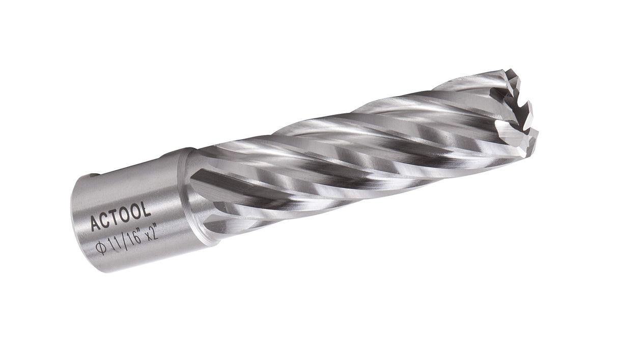 ACTOOL 11/16" Diameter × 2" Depth of Cut HSS ANNULAR Cutter with 3/4'' Weldon Shank ACTOOL