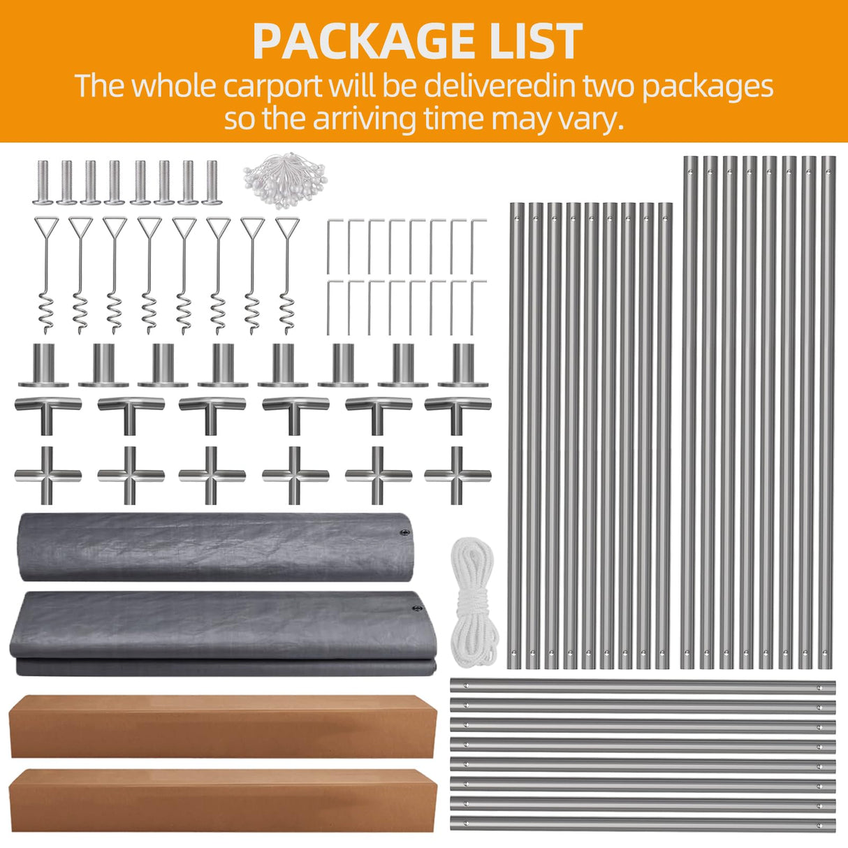 13x20FT Portable Garage, 13'x20' Carport Heavy Duty, Galvanized Frame & 180 g PE Waterproof Canopy, with 2 Doors, and 4 Windows, for Pickup Truck, and Boat Hipicute