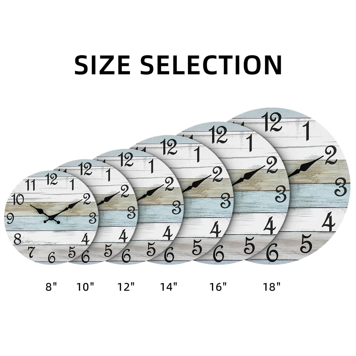 CHYLIN Wall Clock 14 Inch Bathroom Clock, Rustic Wall Clocks Battery Operated, Silent Non Ticking Wooden Coastal Beach Clock for Kitchen, Living Room, Bedroom, Office (White) CHYLIN