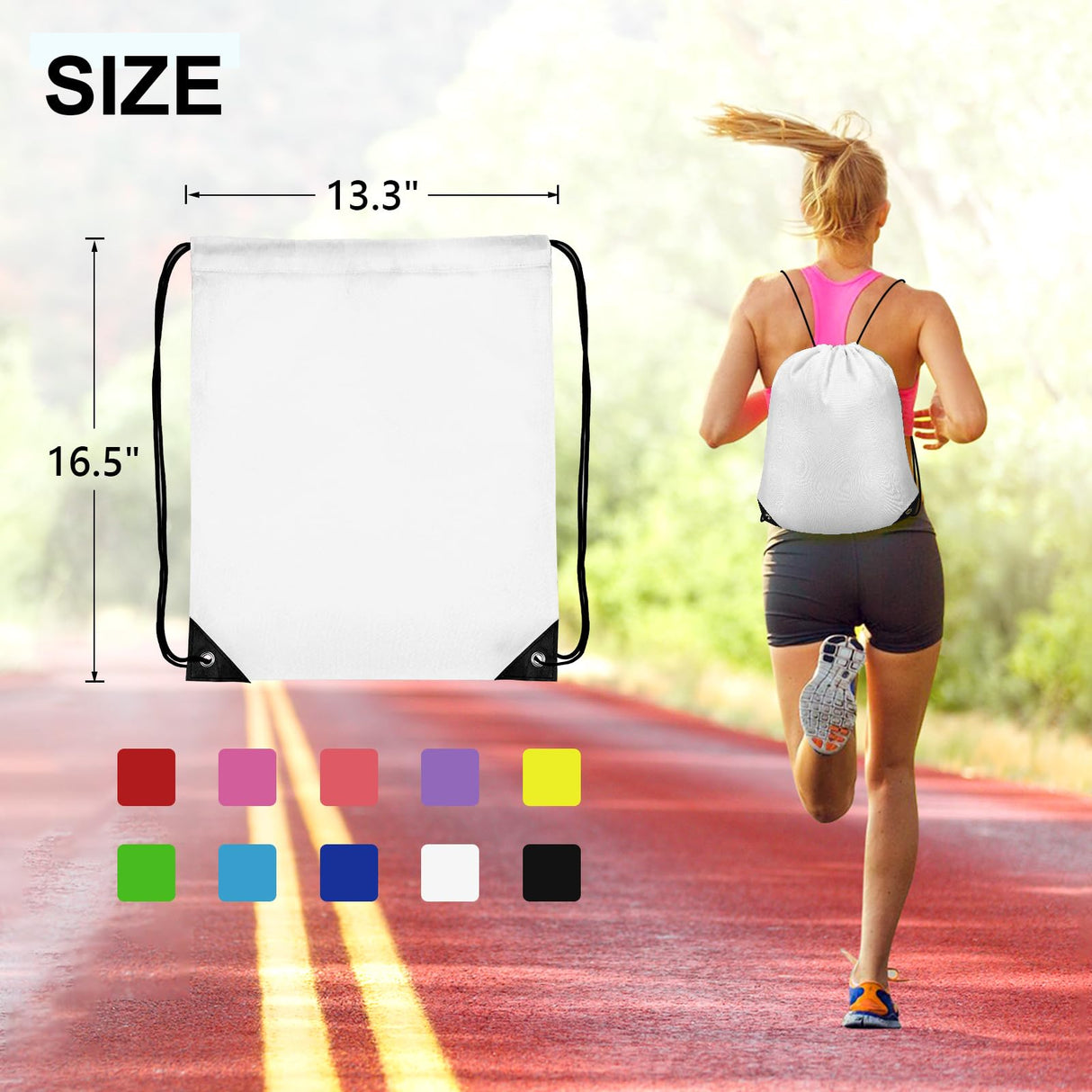 Grneric 10Pcs Drawstring Backpack Bulk Cinch Bag, Drawstring Bags Polyester for Gym Sports Beach Party Trip (White) Grneric