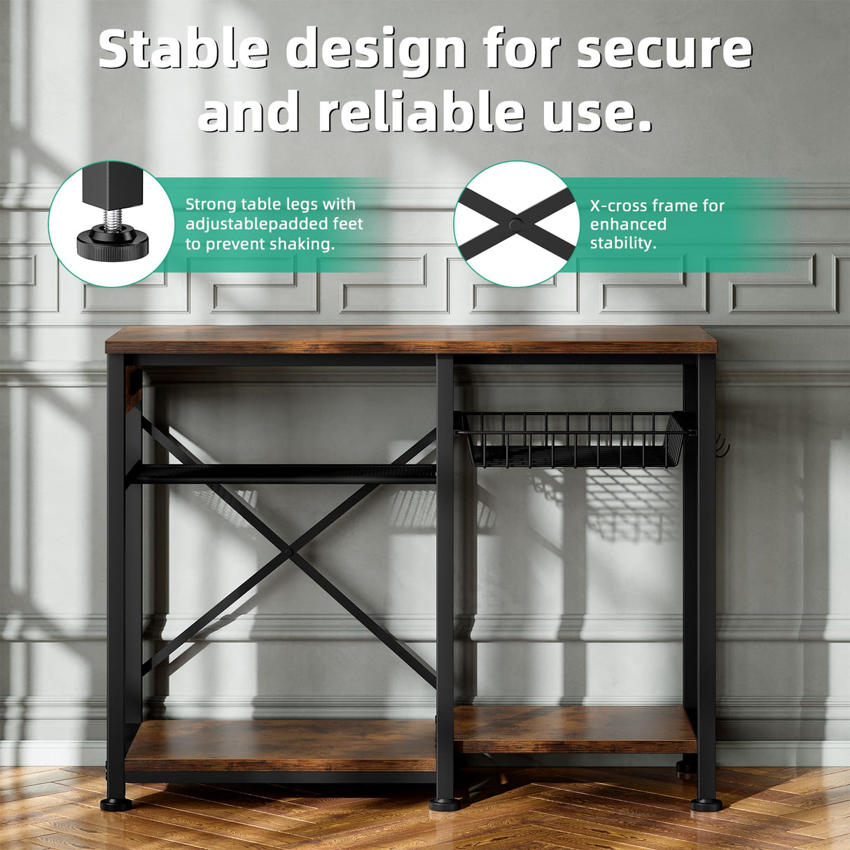 20-29 Gallon Aquarium Stand with 6 ft Power Strip, 5-Tier Metal Frame Fish Tank Stand 20 Gallon Fish Tank Stand 31.5" L*15.75" W Tabletop 400lbs Capacity (Vintage Brown, 20-29 Gallon) Kalrin