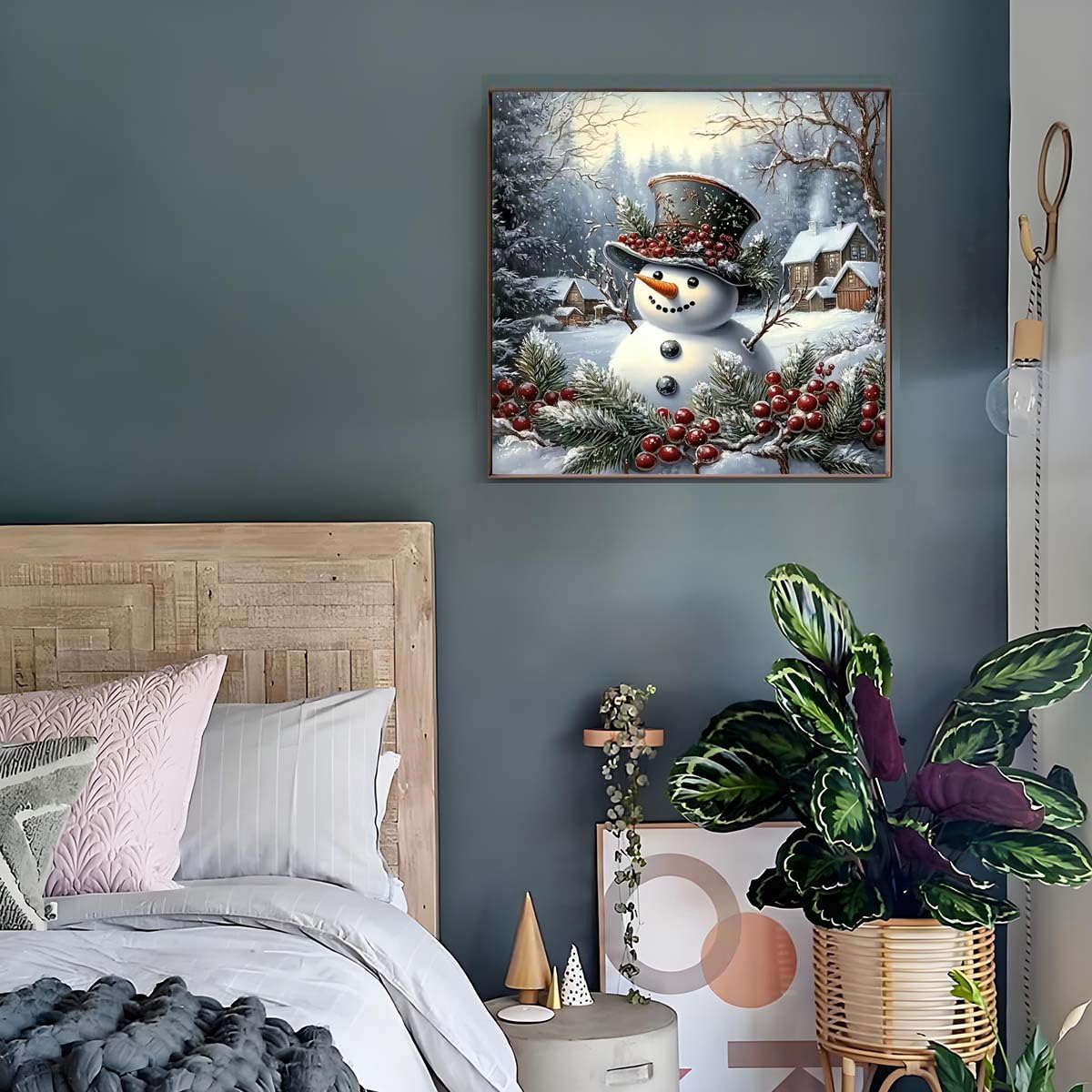 5D Winter Diamond Art Kits for Adults Beginners,Christmas Snowman Diamond Painting Kits,DIY Full Round Drill Diamond Dots Paintings Gem Art Crafts for Home Decor 13.8x13.8inch GEMFAMILY