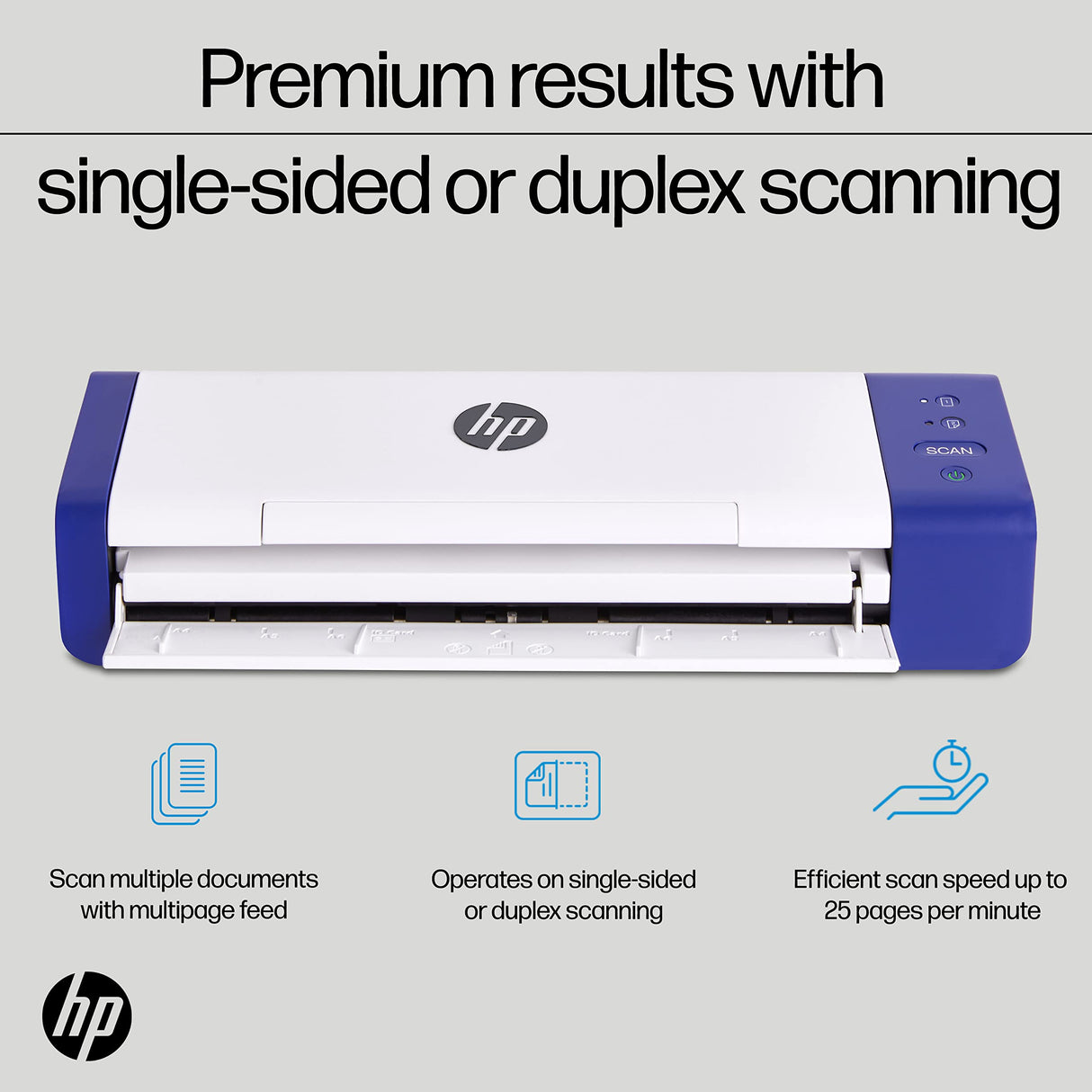 HP Compact Desktop Duplex USB Mobile Document & Photo Scanner with Auto-Feed Tray for Portable 2-Sided Digital Scanning, Model HPPS200, for Home & Office, PC and MAC, HP WorkScan Software Included HP