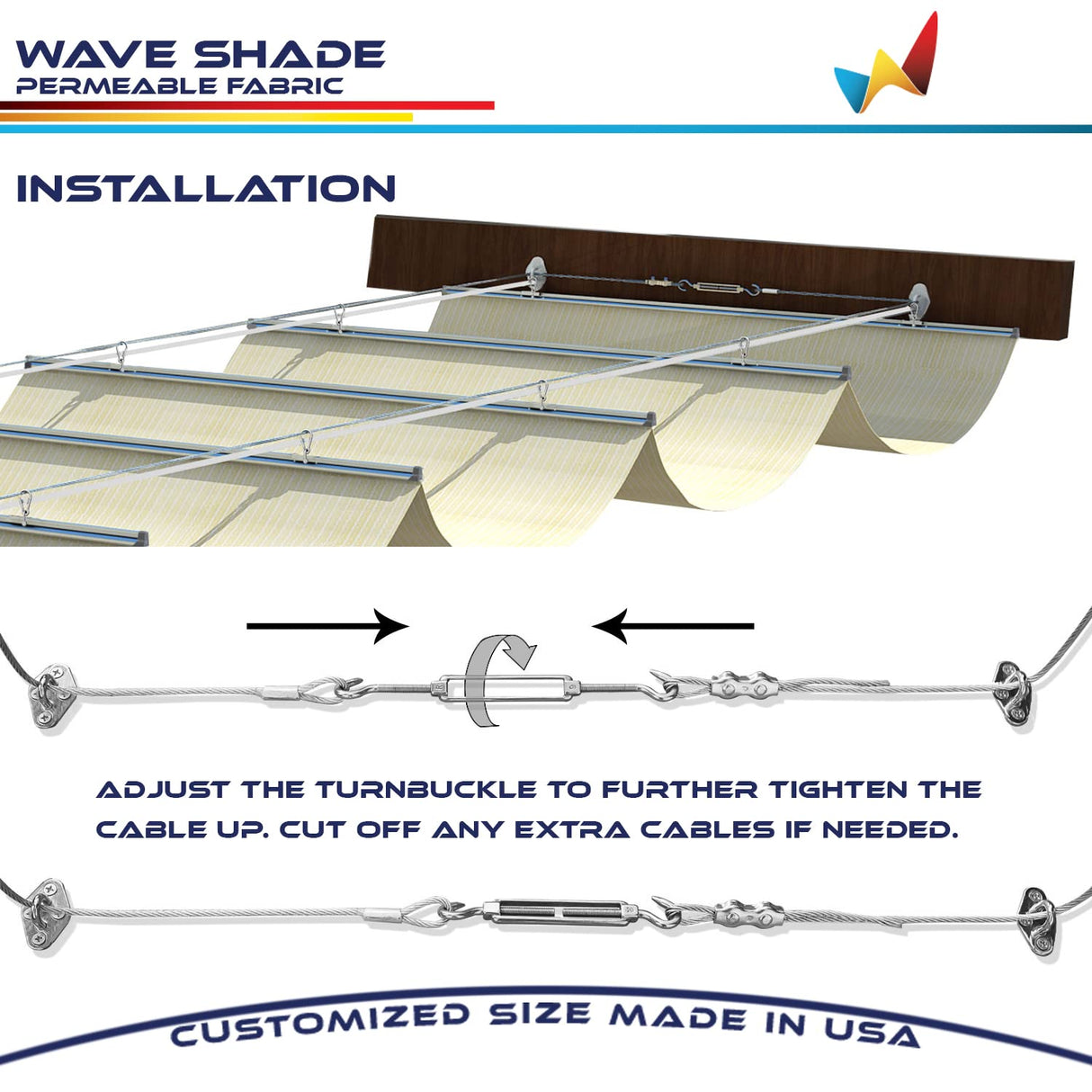 Windscreen4less 3' x 20' Retractable Sun Shade Canopy Cover Sliding Wave Shade Sail for Pergola Patio Deck Yard Gazebo Outdoor (Beige) Windscreen4less