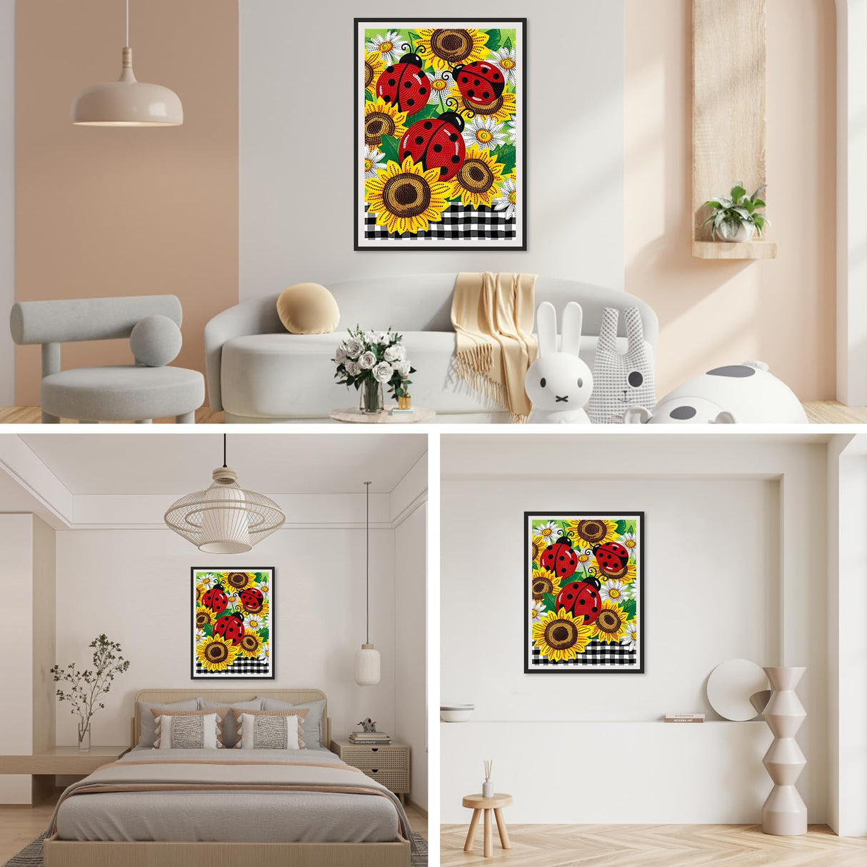 SENQAO Sunflower Diamond Art Kits for Adults Beginner Ladybug 5D DIY Diamond Art Craft Paint with Full Round Drill Embroidery Pictures Arts Paint by Number Kits for Home Wall Decor 11.8x15.7in SENQAO