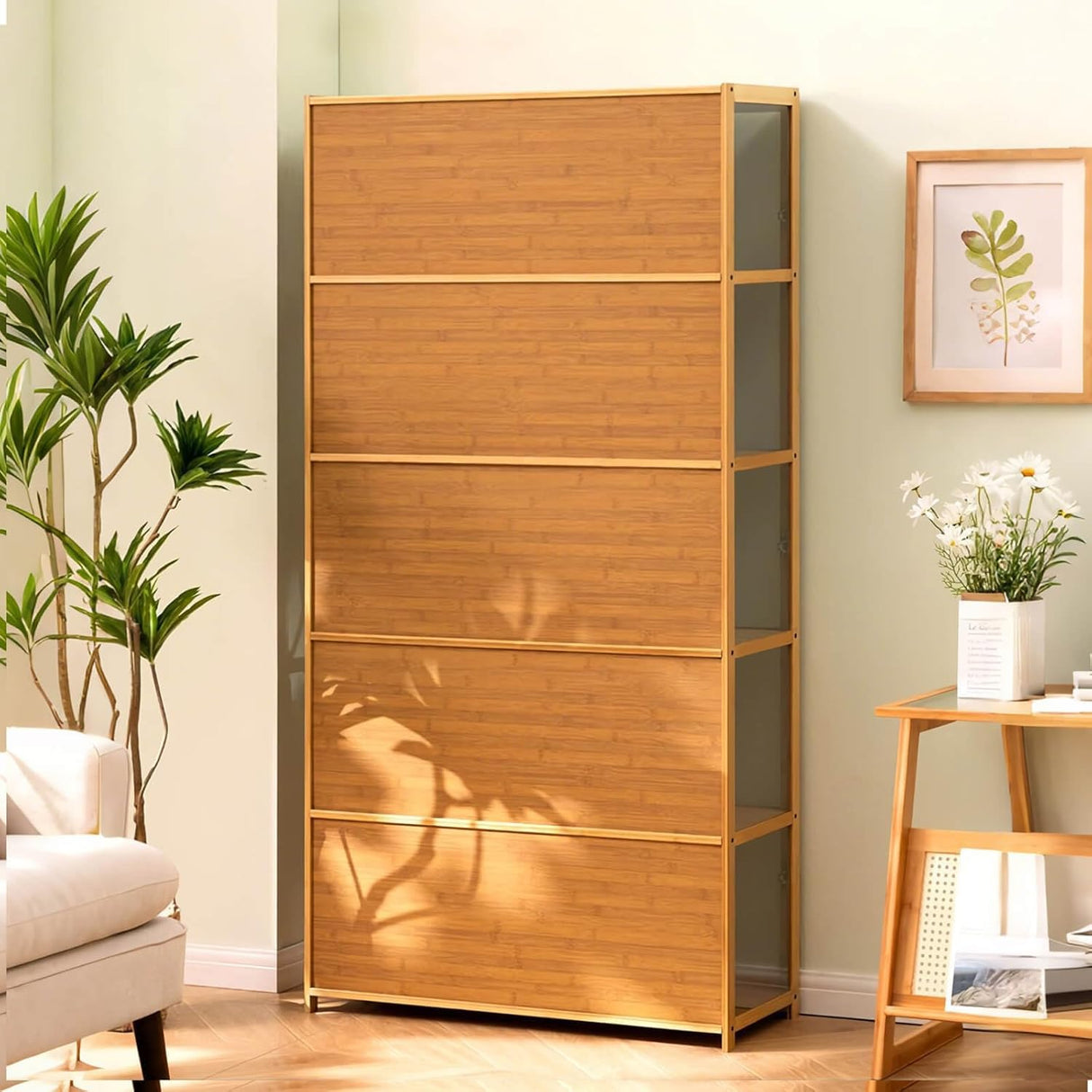 5-Tier Display Cabinet with Acrylic Doors, 67.5" Transparent Curio Display Case for Figures, Collectibles Toy Organizers Rack & Display Shelf, Kids Bookcase for Home, Office, Playroom, Living Room IHGSSKD