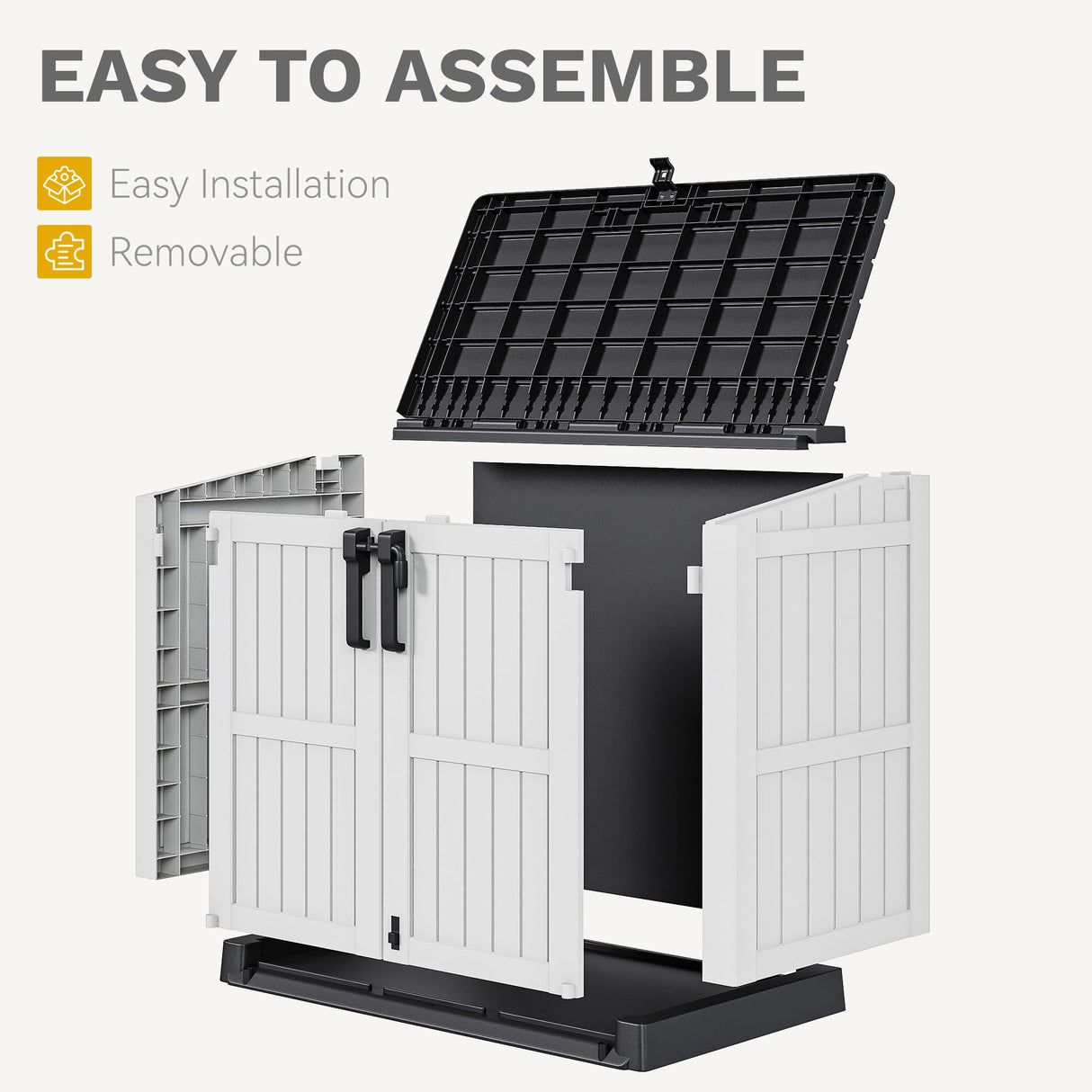 DWVO 36 cu ft Tool Storage Shed, Storage for Bakcyard, Patio, and Garden, Resin Plastic Shed with Sloped Lid, Lockable Door, and Wood Grain Finish, Light Gray DWVO