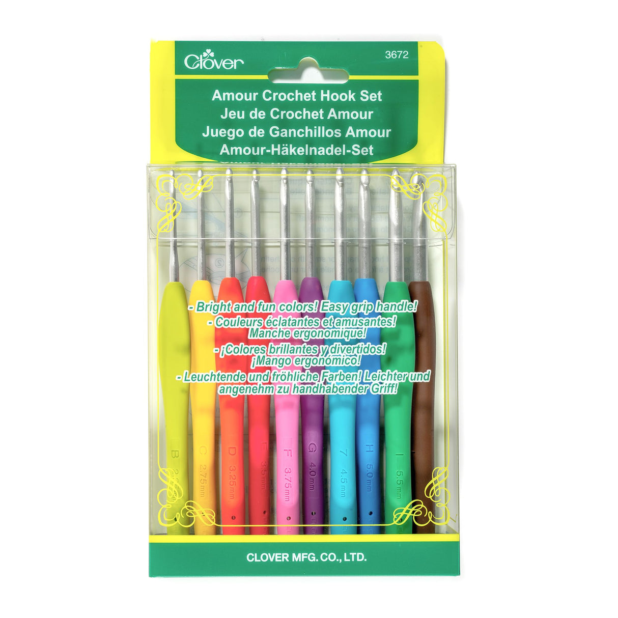 Clover 3672 Amour Crochet Hook Set, 10 sizes Clover
