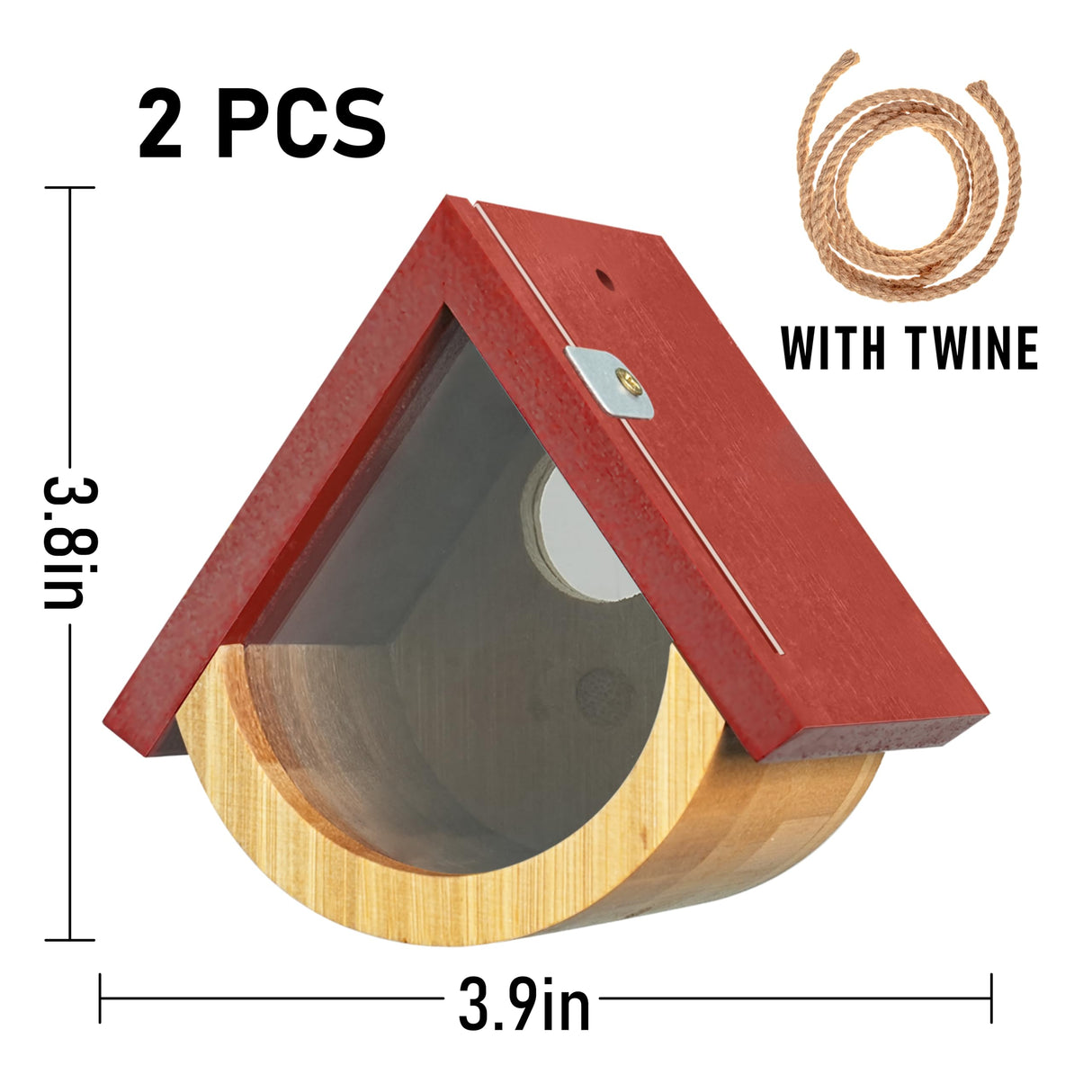 2 Pack Hummingbird House, Window View Wooden Bird Houses for Outside Hummingbird Houses for Nesting, Hanging Chickadee House for Indoor Outdoor with Hemp Ropes DFANG