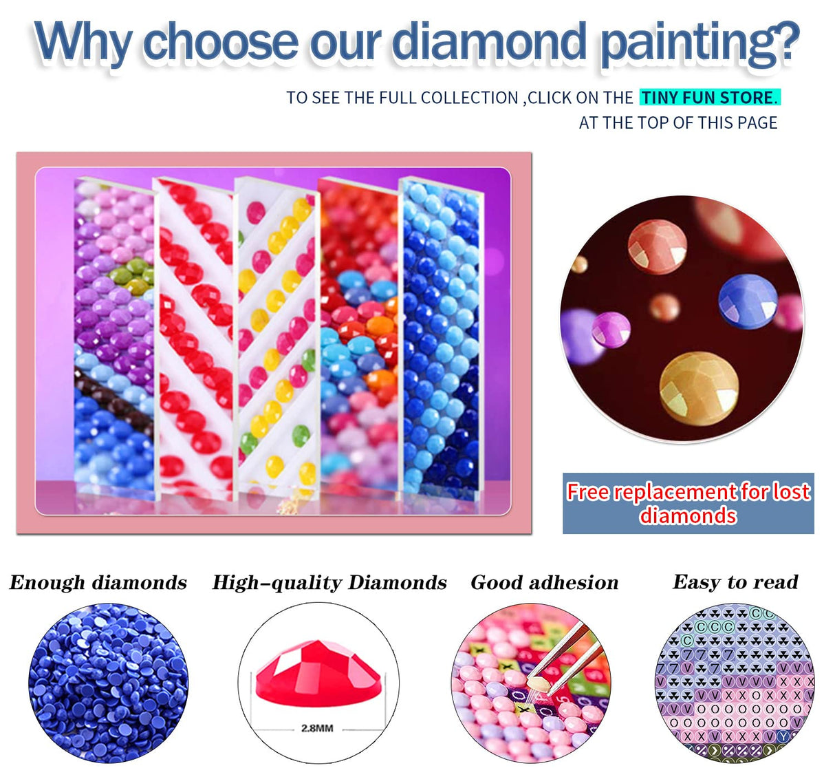 TINY FUN 12 Pack Diamond Painting Kits for Adults 5D Diamond Art Kit Paint by Number for Beginners, DIY Paint with Round Full Drill Diamonds Paintings Gem Art for Home Wall Decor Gift (12X16 Inch TINY FUN