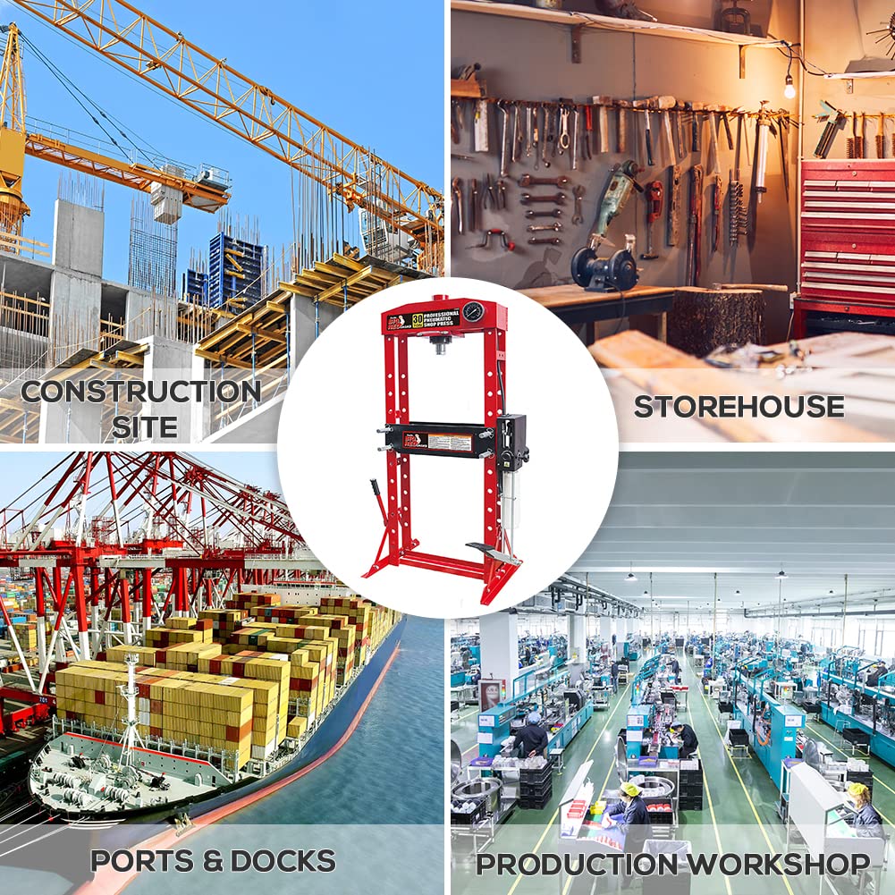 HPDMC 30 Ton H-Frame Hydraulic Shop Press with Floor Press Plates for Garage Shop HPDMC