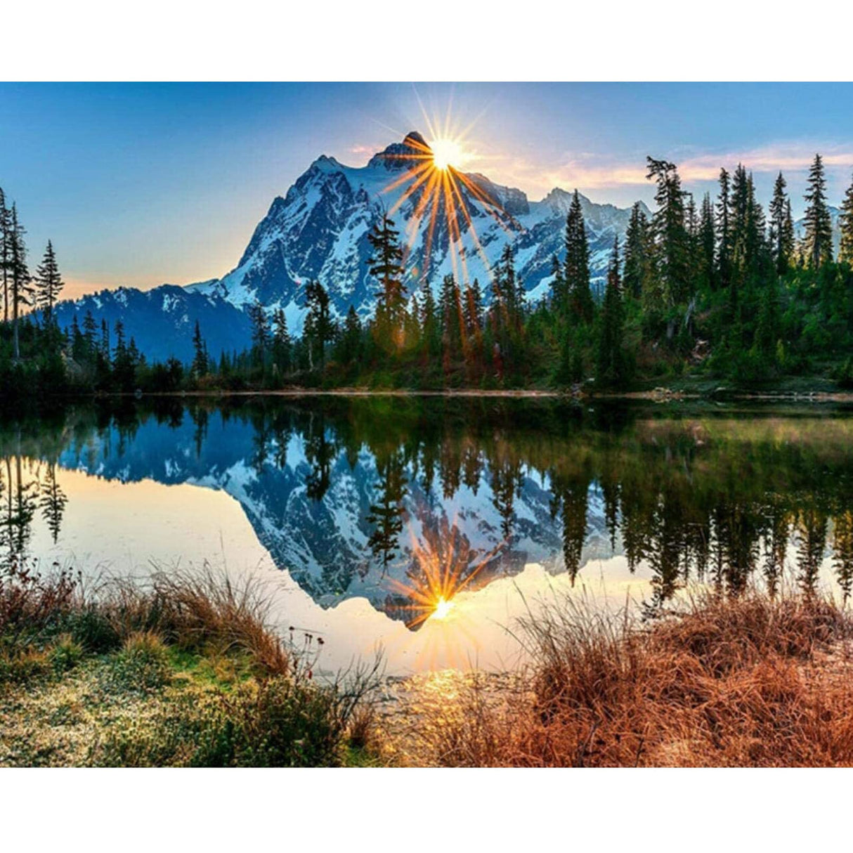 TOCARE Mountains Paint by Numbers Kit for Adults Nature,Adult Paint by Number Mountain Lake,Acrylic Adults' Paint-by-Number Kits Canvas 16x20Inch TOCARE