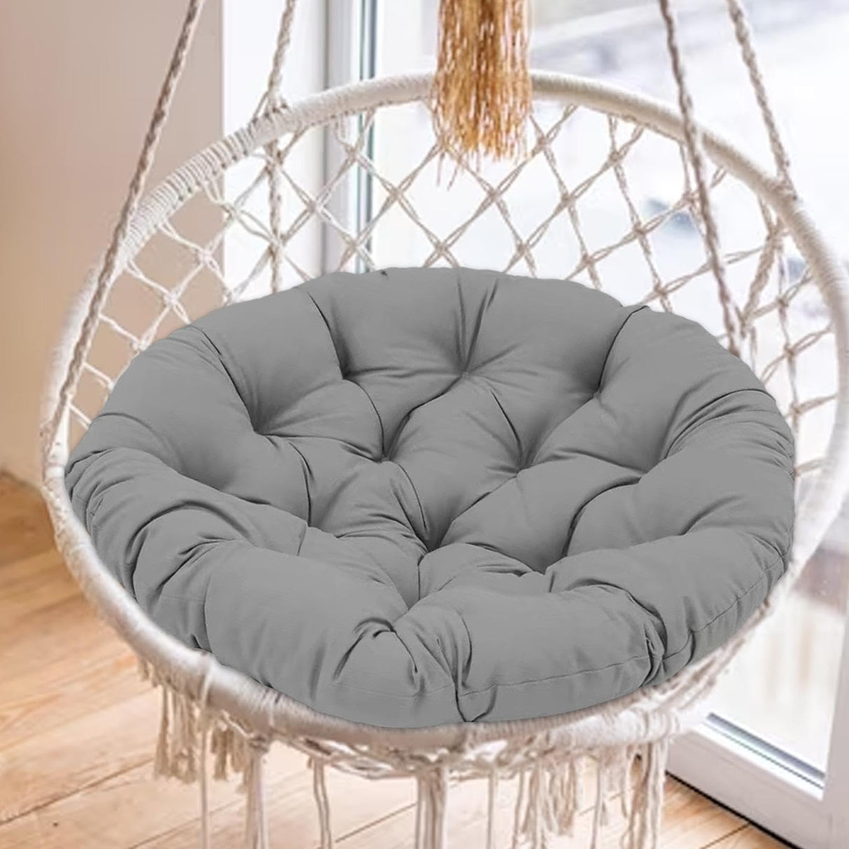 Leefasy Papasan Chair Cushion 20inch Egg Chair Cushion (Only Cushion) Multifunctional Garden Chair Mat for Rocking Chair Seats Sturdy, Dark Gray Leefasy