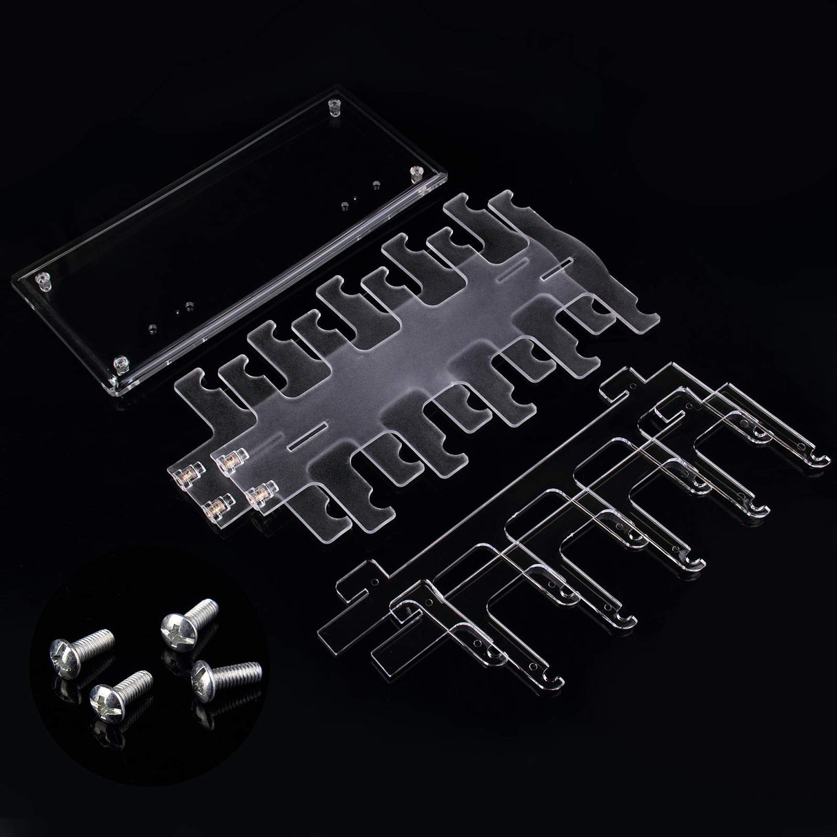 Lamoutor 2 Row Sunglasses Rack Holder Glasses Display Stand Transparent Lamoutor