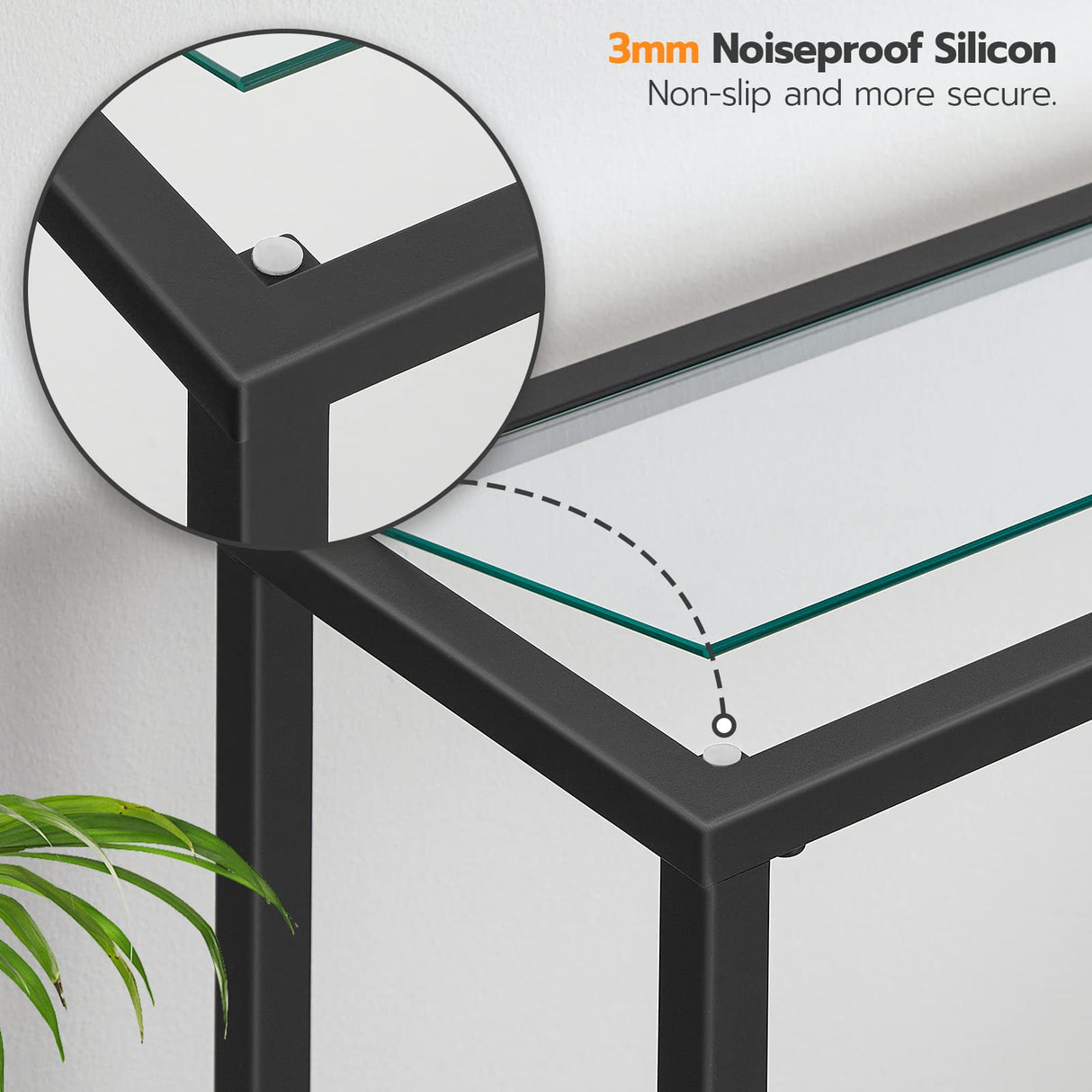 HOOBRO 39.4" Black Console Table, Tempered Glass Sofa Table, Modern Entryway Table, Narrow Couch Table, Metal Frame, for Living Room, Hallway BK04XG01 HOOBRO