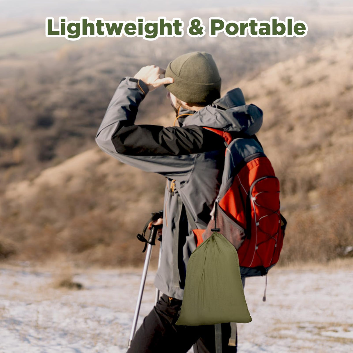 FIRINER Camping Hammock with Rain Fly Tarp and Mosquito Net Tent Tree Straps, Portable Single Double Nylon Parachute Hammock Rainfly Set for Backpacking Hiking Travel Yard Outdoor Activities Green FIRINER