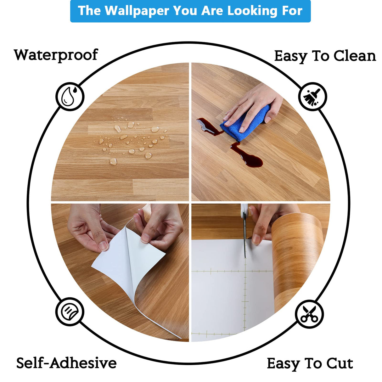 CRE8TIVE Wide 24"x354" Brown Butcher Block Contact Paper for Countertops Waterproof Self Adhesive Wood Peel and Stick Wallpaper Shiplap Wood Panel Look Removable Wallpaper for Bedroom Bathroom Walls CRE8TIVE