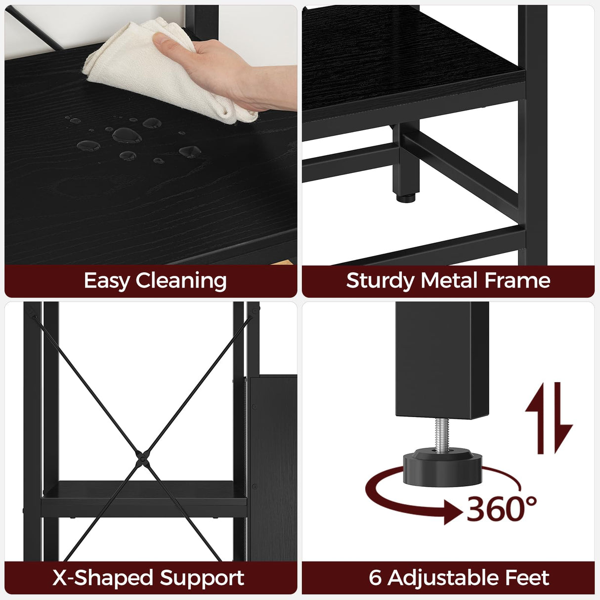 MAHANCRIS 20-40 Gallon Fish Tank Stand, Aquarium Stand with Power Outlet and Storage Cabinet, Heavy Duty Tank Stand Suitable for Turtle Tank, Reptile Terrarium, for Home Office, Black FTHB40E01 MAHANCRIS