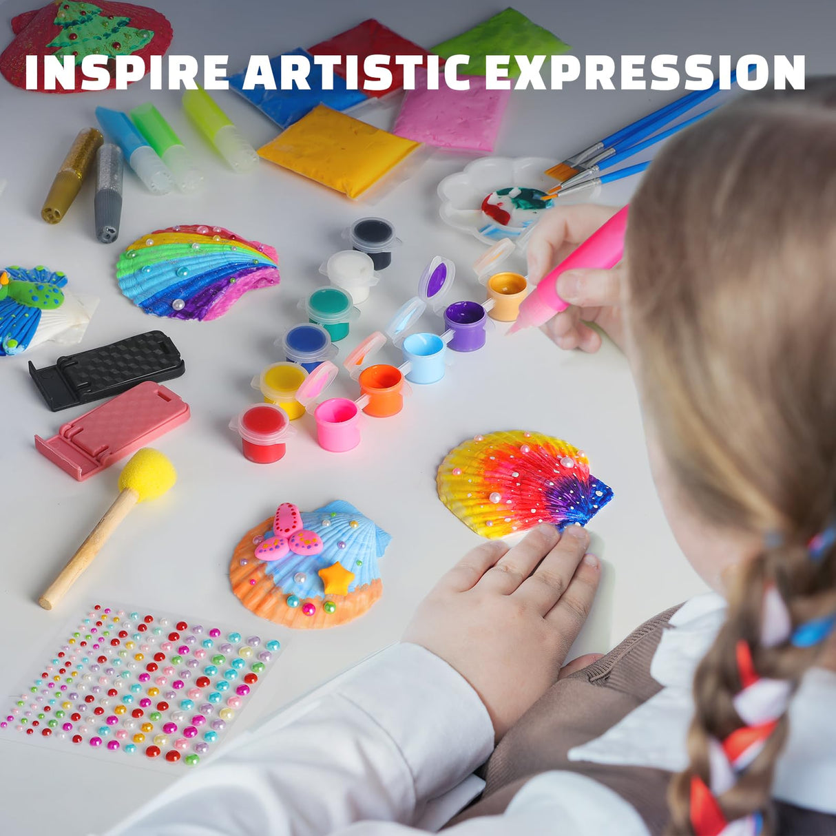 EPUMP Shell Painting Kit for Kids - Glow in The Dark Arts and Crafts for Boys Girls Ages 6-12, Kids Crafts 8-12, Art Supplies, Creative Arts and Crafts Toys Christmas Birthday Party Gifts EPUMP