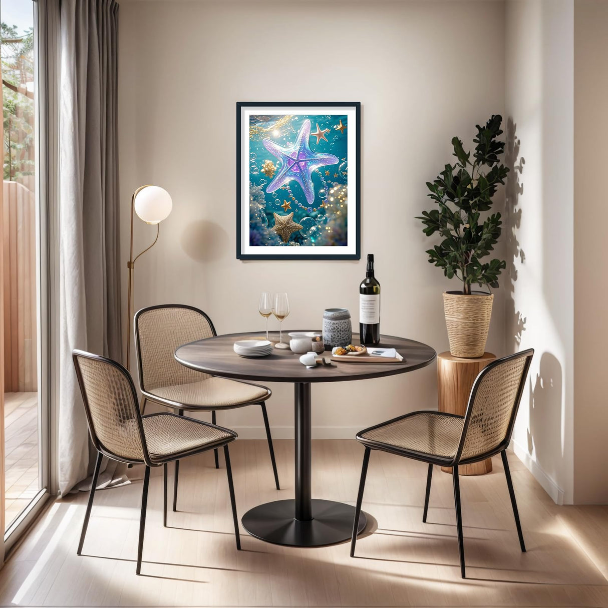 PINFFSHU 5D Diamond Painting Kits for Adults Starfish Diamond Art Kits DIY Full Round Drill Gem Art Crafts for Adults Sea Diamond Art Painting Underwater Pearls Home Wall Decor 12x16 Inch PINFFSHU