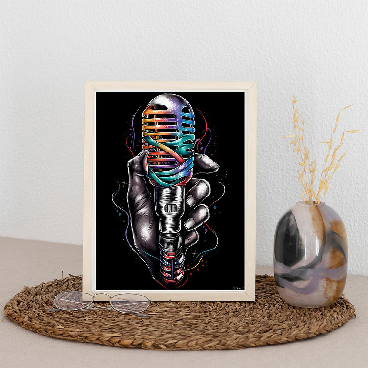 QLTBPVJK Fantasy Microphone Diamond Painting Kits Music Diamond Painting, Full Round Diamond Art Kits, Home Wall Decor 12x16 inch / 30x40cm QLTBPVJK