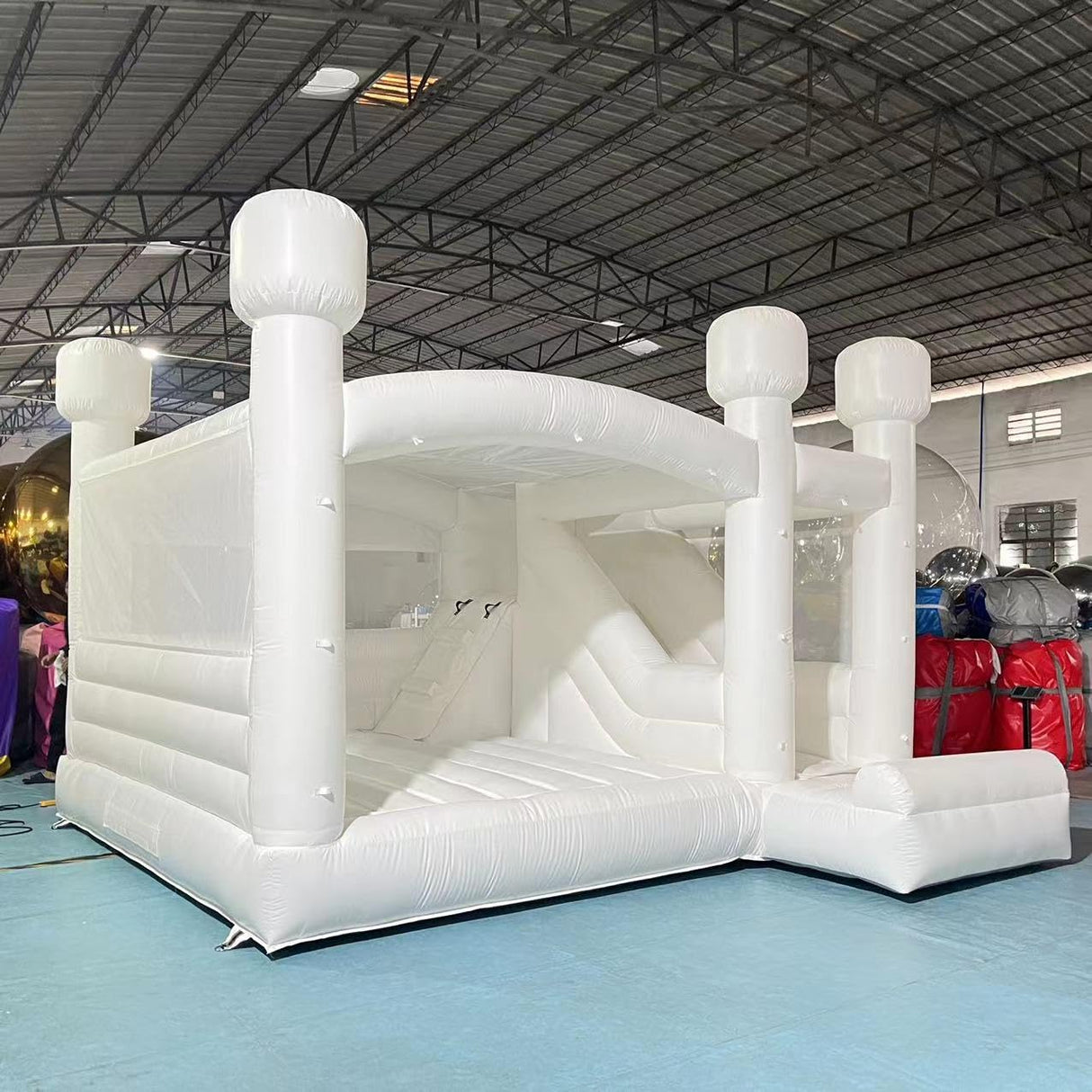 Inflatable White Wedding Bounce House with Blower,Commercial PVC Bouncy Castle Jumping Bed for Wedding, Birthdays, Parties 15ft x 15ft x 10ft Blatesic