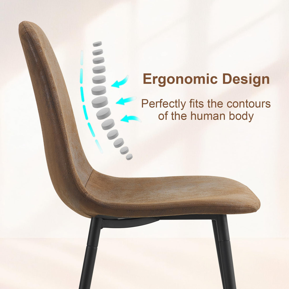 LFVFFA Round Dining Table Set for 4, 48 Inches Kitchen Table with 4 Brown Chairs, Tempered Glass Tabletop with Wood Pedestal Base, 5 Pieces Dinner Table Set for Living Room Apartment LFVFFA