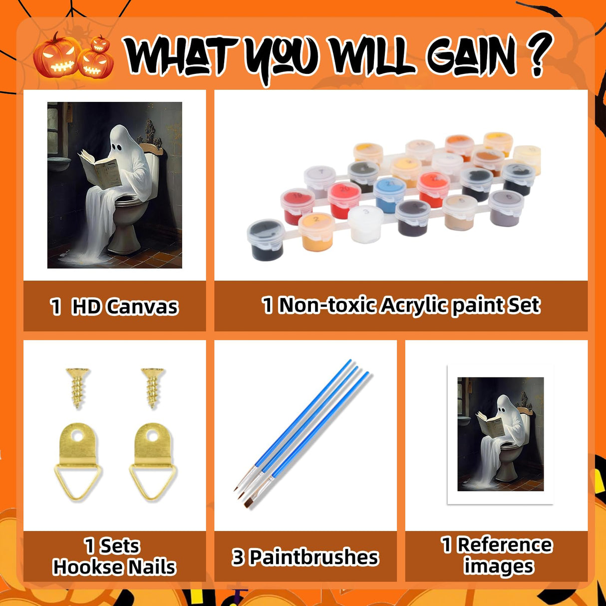 Reivworl Halloween Paint by Numbers Kit for Adults, Ghost Paint by Numbers, Adult Paint by Number Kits for Gifts and Home Wall Decor 16x20 Inch Reivworl