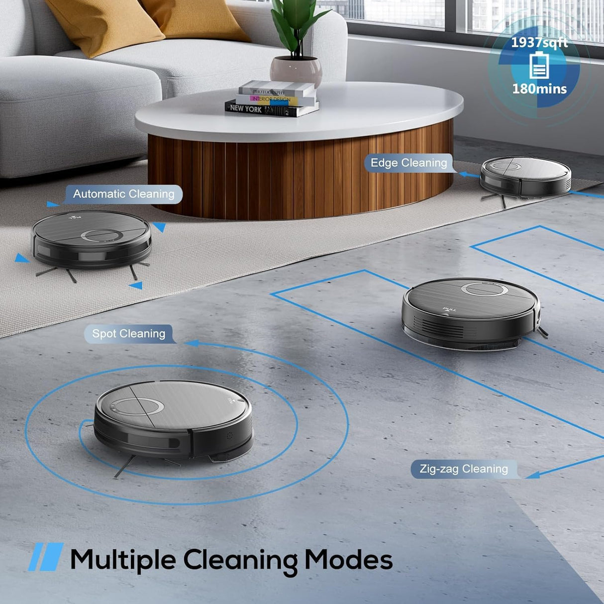 Robot Vacuum and Mop Combo, 2 in 1 Mopping Robot Vacuum Cleaner with Schedule, Wi-Fi/App/Remote, 2000Pa Max Suction, Self-Charging Robotic Vacuum, Slim, Ideal for Hard Floor, Pet Hair, Low-Pile Carpet MAMNV