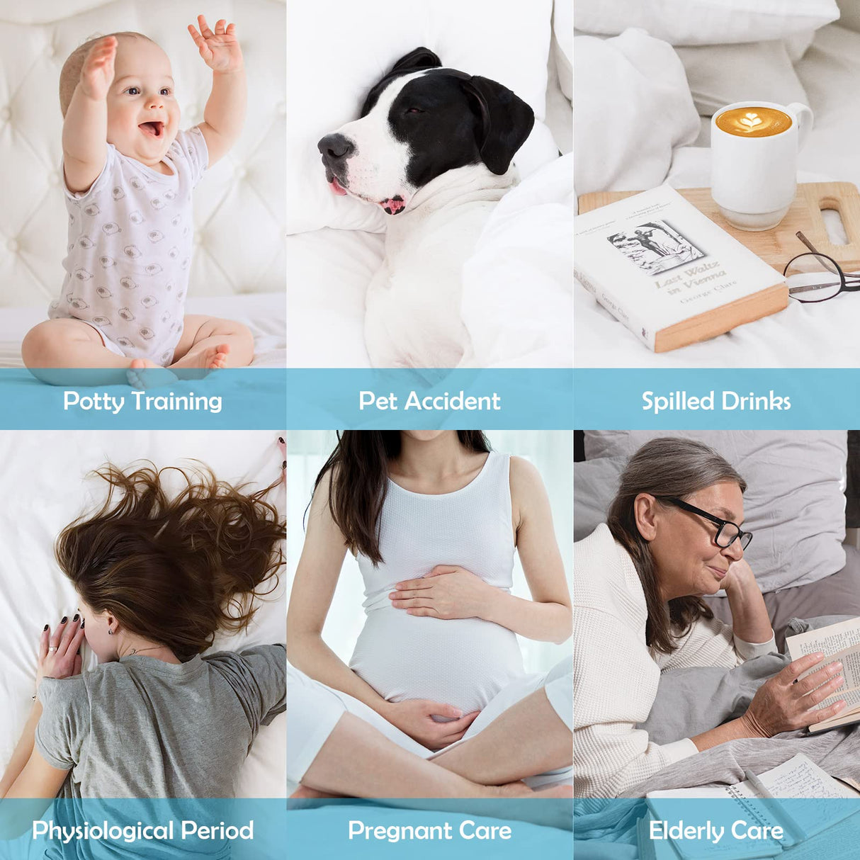 Cozymaker Queen Size 100% Waterproof Mattress Protector, Cooling Mattress Cover Fitted 8-21" Deep Pocket, 3D Air Fabric Soft Breathable Bed Mattress Pad Cover Noiseless Washable Cozymaker