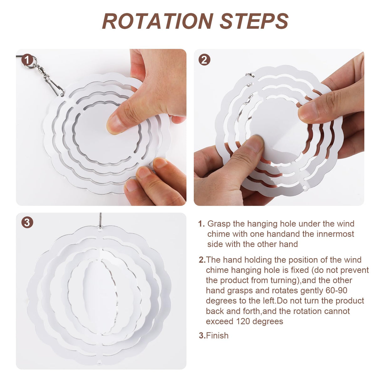 5pcs 4 Inch Sublimation Wind Spinner, Sublimation Blanks Spinners 3D Wind Spinners Aluminum Wind Spinners Hanging for Indoor Outdoor Garden Lawn Yard Decoration BOXOB