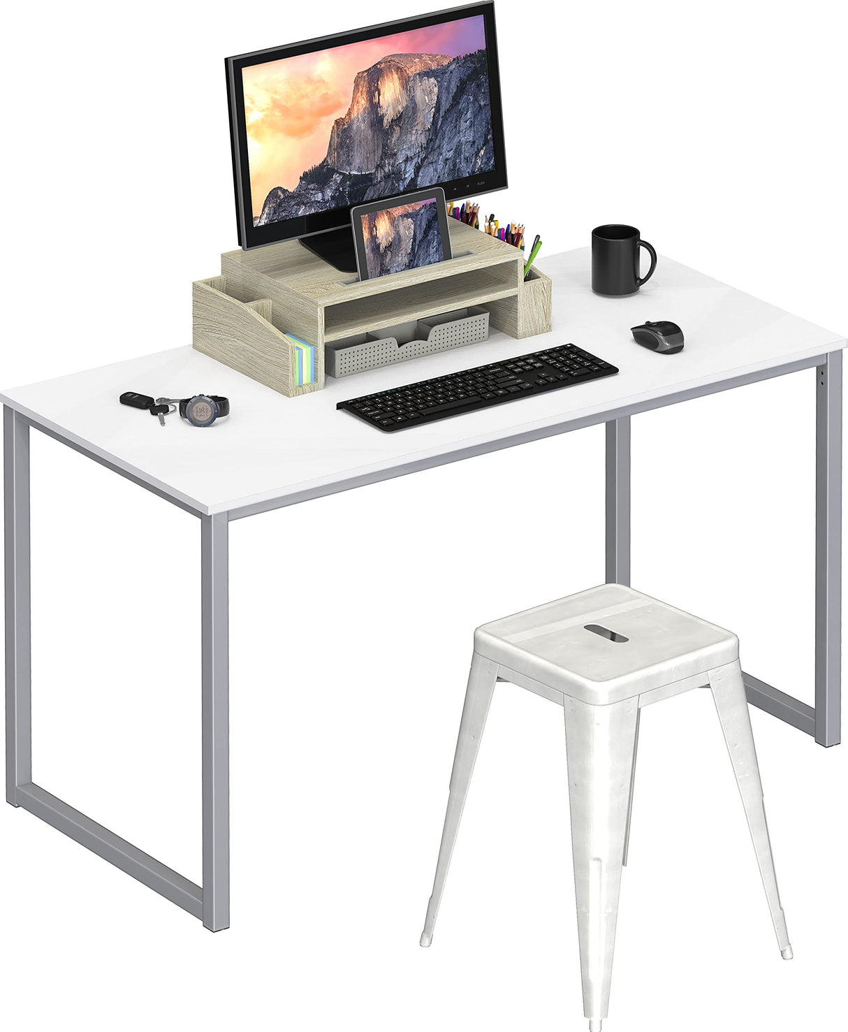 SHW Mission 40-Inch Home Office Computer Desk, White SHW