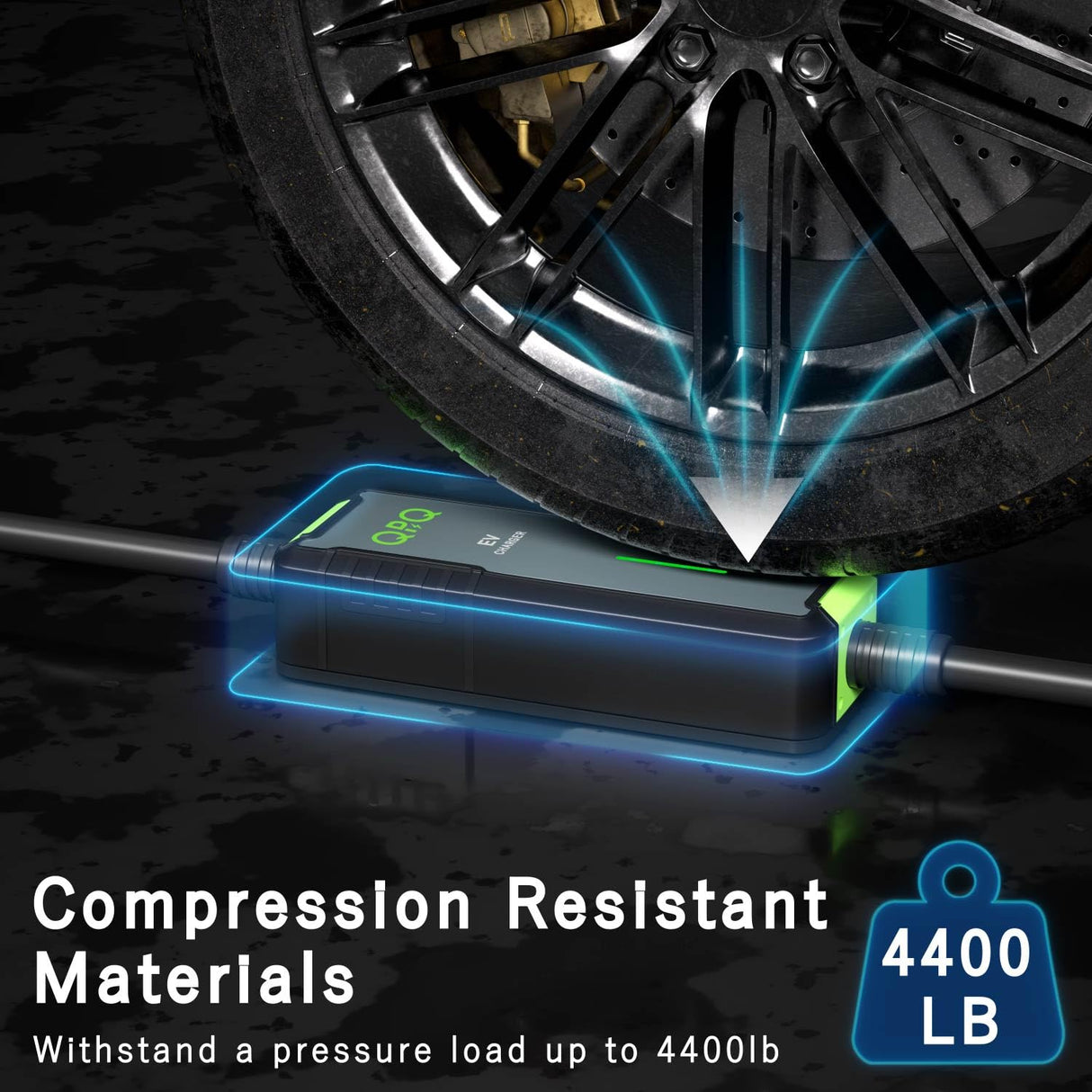 QPQ Level 1-2 EV Charger, 16 Amp 110-240V Portable Electric Car Charger, Electric Vehicle Charging Stations with NEMA 6-20 Plug & NEMA 5-15 Adapter for J1772, Level 2 EV Charger with 21 FT Cable QPQ