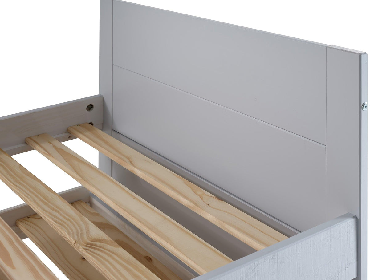 Bedz King All in One Twin Bed with Twin Trundle and 3 Built in Drawers, Breezy Blue Bedz King