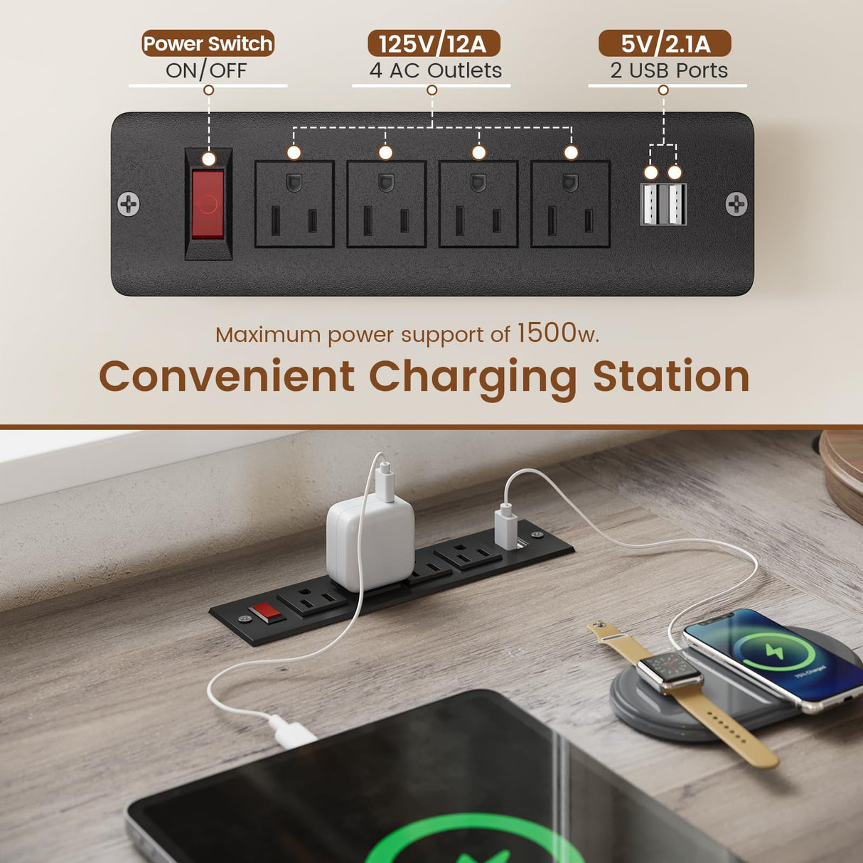 Itaar Farmhouse Executive L Shaped Desk, Home Office Desk with File Drawer and Power Outlet, Computer Corner Desk with Hutch and Drawer, Workstation for Office Home, Grey Itaar