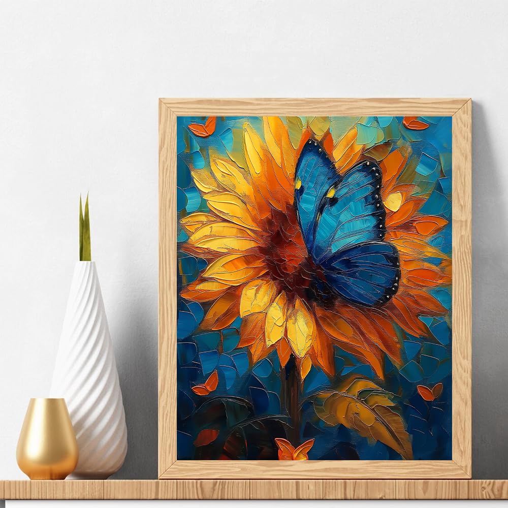 Natuyalo Paint by Number Kits for Adults Paint by Numbers for Adults Beginner, DIY Paint by Numbers for Ideal Gift Home Wall Decor (Butterfly on Sunflower, 16x20 Inch) Natuyalo