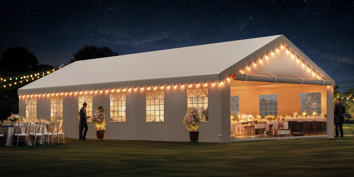 YITAHOME 20x40 ft Party Tent Outdoor Wedding Event Shelters Heavy Duty Upgraded Galvanized Canopy with Large White Roof, Removable Sidewalls, White YITAHOME