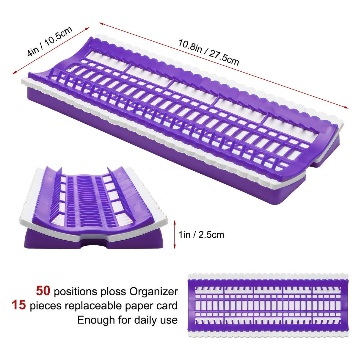 50 Positions Floss Organizer Embroidery Shelf, Luxiv Thread Organizers for Cross Stitch Embroidery Thread Holder with 15Pcs Replaceable Paper Card Sewing Needle, Embroidery Floss Organizer Luxiv