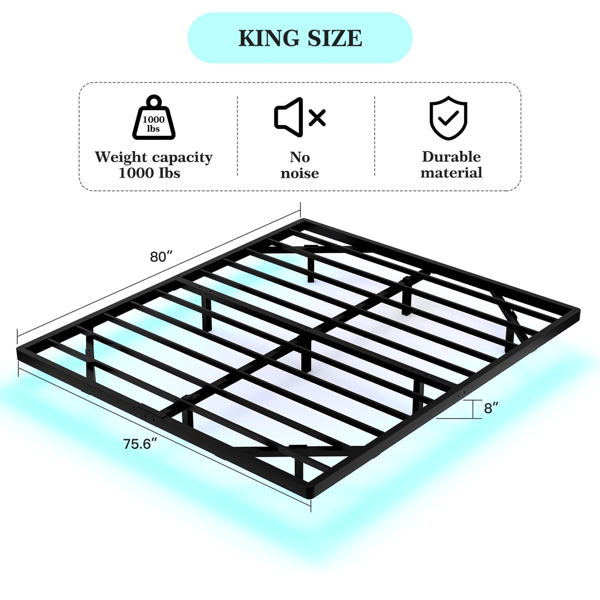 Awesofurni Floating Bed Frame King Size, King Bed Frame with Smart LED Lights, Heavy Duty Modern Metal Platform Bed No Box Spring Needed - Easy Assembly and Noise Free Awesofurni