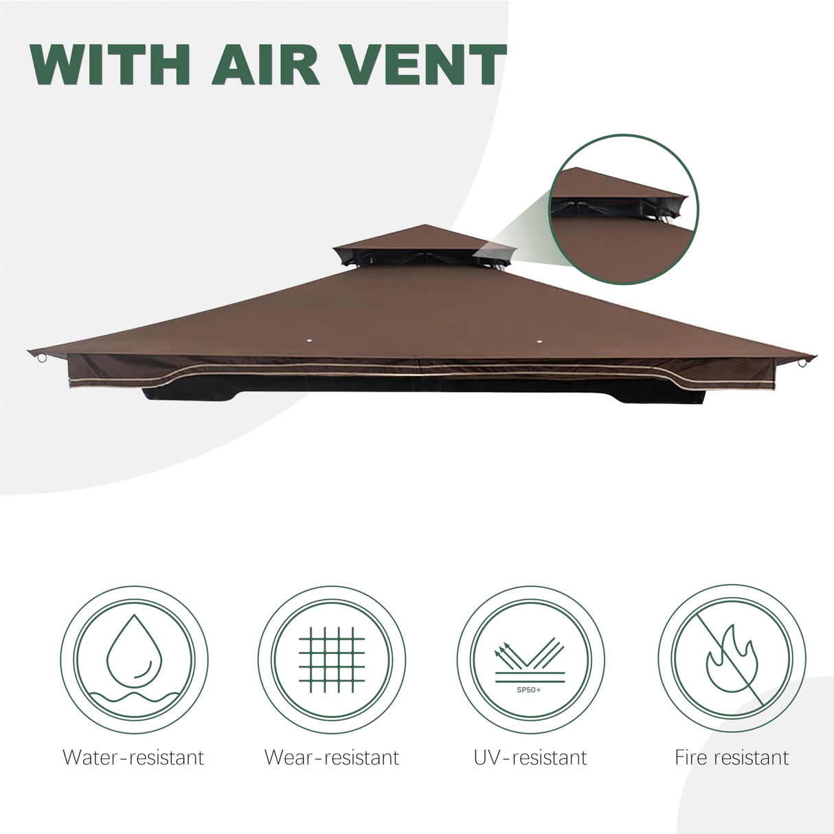 JANCANOPY Replacement Gazebo Canopy for 10 x 12 Regency II Patio Gazebo,(Brown) JANCANOPY