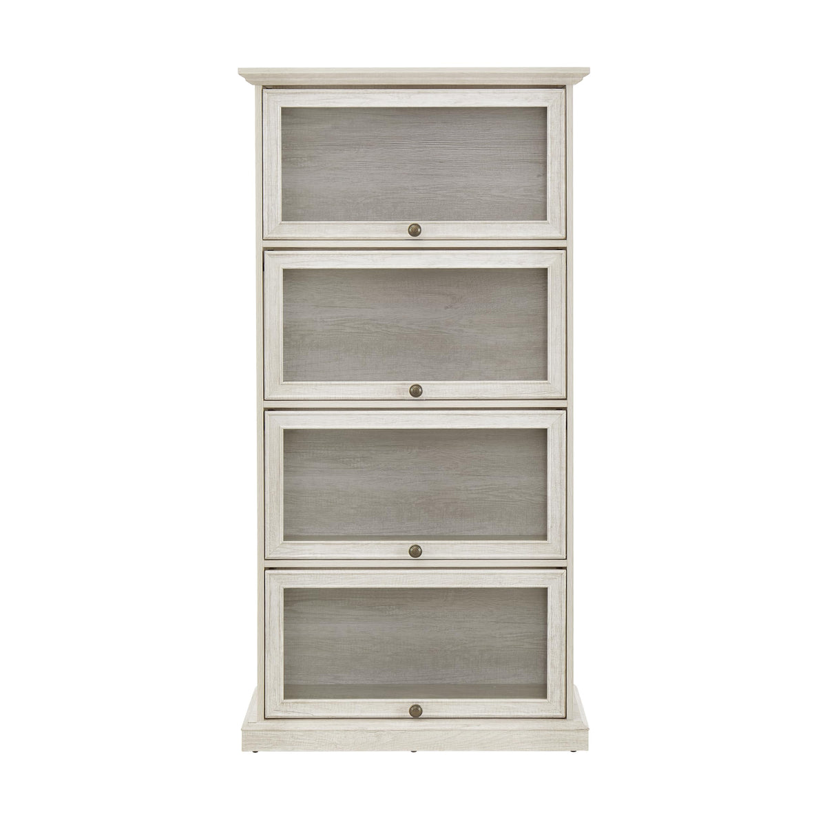 Heliodeck Tall Bookcase with Glass Doors, 63" H Farmhouse Glass Display Cabinet, 4 Tier Display Cabinet Storage Curio Cabinets, Bookcase for Living Room, White Heliodeck