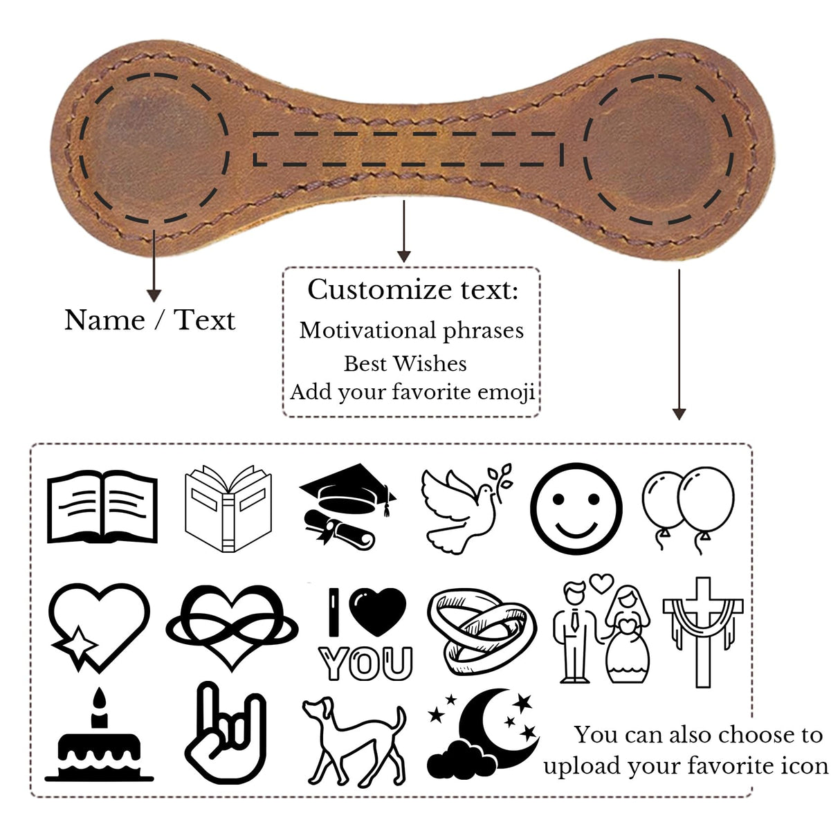 Personalized Magnetic Leather Bookmarks for Reading Women, Custom Leather Bookmarks, Handmade, Vintage Bookmark Clips Gifts for Book Lover Readers Women Kids (Customizable) YXFOOR