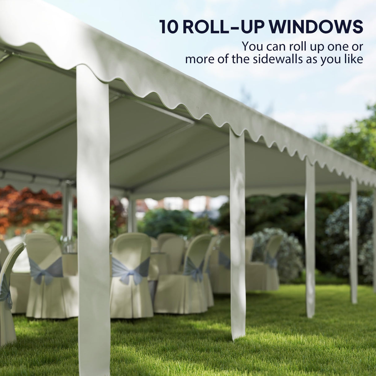 Outsunny 16.5' x 33' Party Tent, Heavy Duty Large Outdoor Canopy Tent Shelter with Removable Sidewalls, 10 Windows and 2 Doors, Tents for Parties, Wedding, Events, BBQ Grill, White Outsunny
