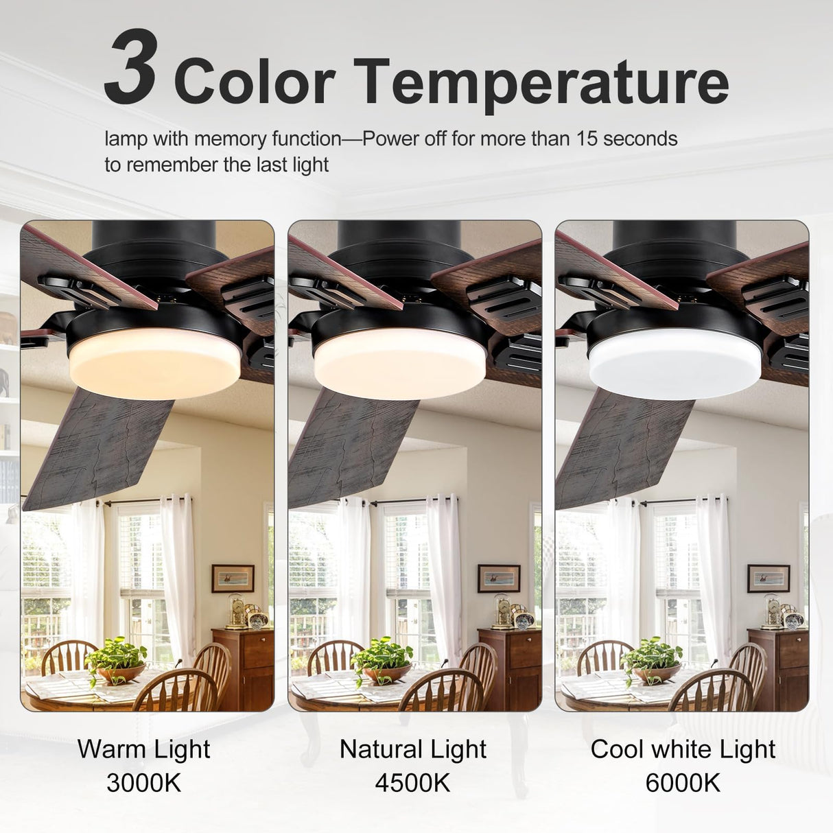 BOOMJOY Ceiling Fans with Lights,52 Inch Ceiling Fan with Remote,Modern Ceiling Fan for Bedroom Living Room, Black Ceiling Fan with Light for Outdoor Indoor and 5 Blades Quiet Reversible DC BOOMJOY