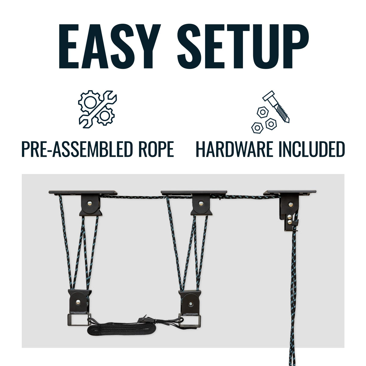 Teal Triangle Heavy Duty Elite Canoe Hoist, Easy-Lift Garage Pulley System, Holds 150 lbs, Fits 8-Foot Ceilings, Patented No-Slip Strap, No Setup Required Teal Triangle