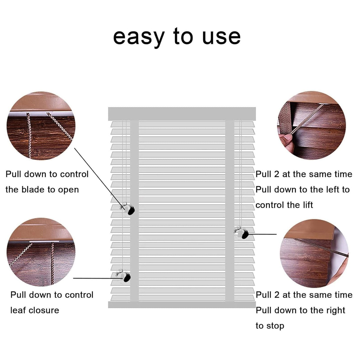 LLPEIJIE026 Wood Window Venetian Blinds,Bamboo Blinds,50mm Slats,Curtains Windows Treatment Shutters,for Kitchen,Office,Bathroom,Bedroom,Living Room,Customizable (70x140cm/28x55in) LLPEIJIE026